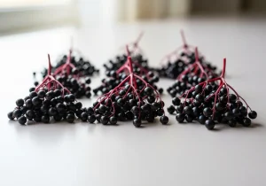 Ripe elderberries on the stem