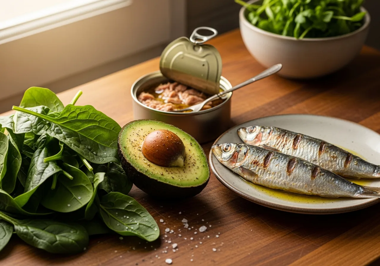 Foods High in Histamine: Spinach, Avocado, canned tuna, Sardines, dark chocolate