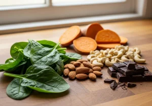 Foods High in Oxalates: Spinach, dark chocolate, Almonds, Sweet Potato, Cashews