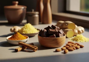 Foods High in Salicylates: Cinnamon, Turmeric, dark chocolate, Ginger, Almonds