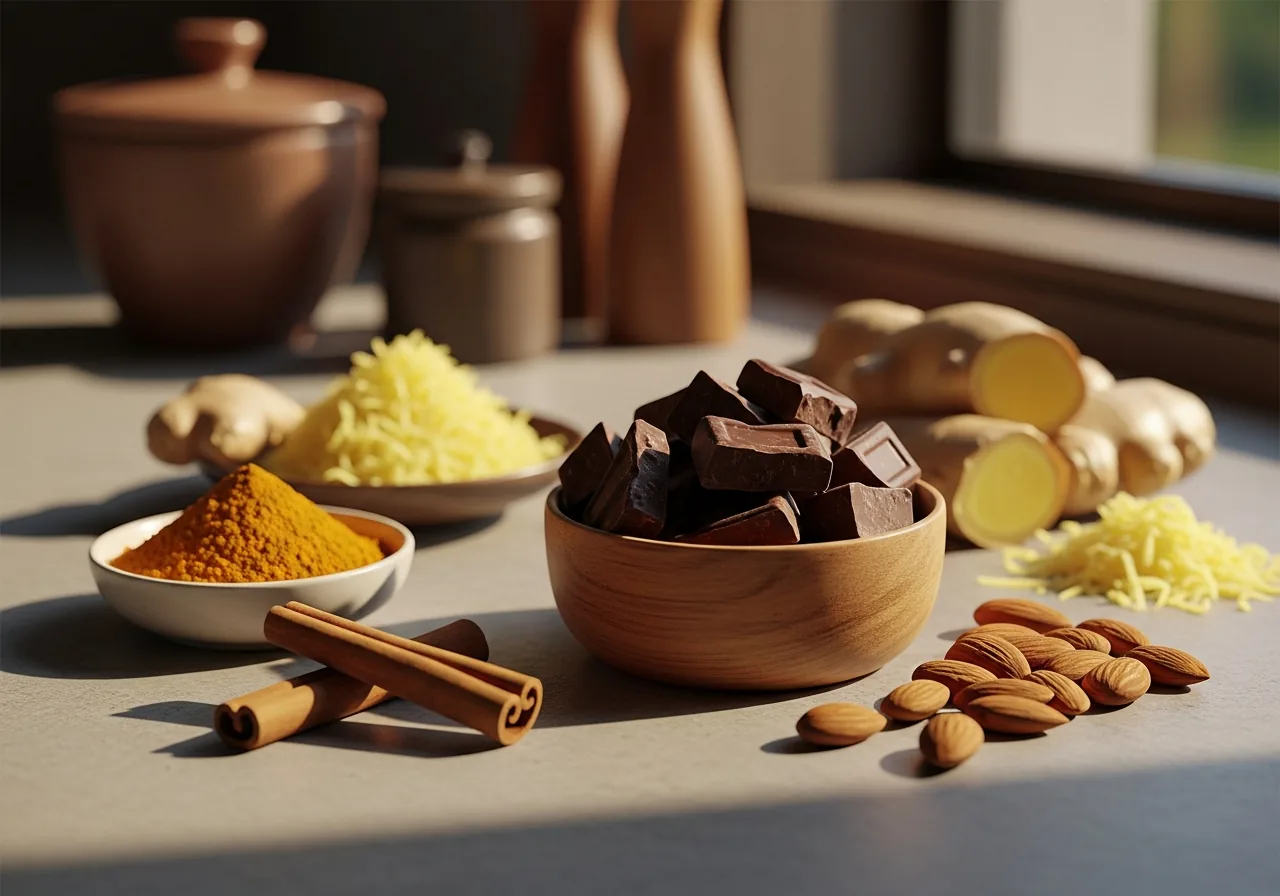 Foods High in Salicylates: Cinnamon, Turmeric, dark chocolate, Ginger, Almonds