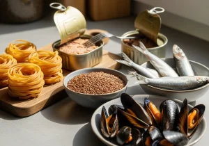 Foods High in Selenium: Flaxseed, canned tuna, wholewheat pasta, Sardines, Mussels