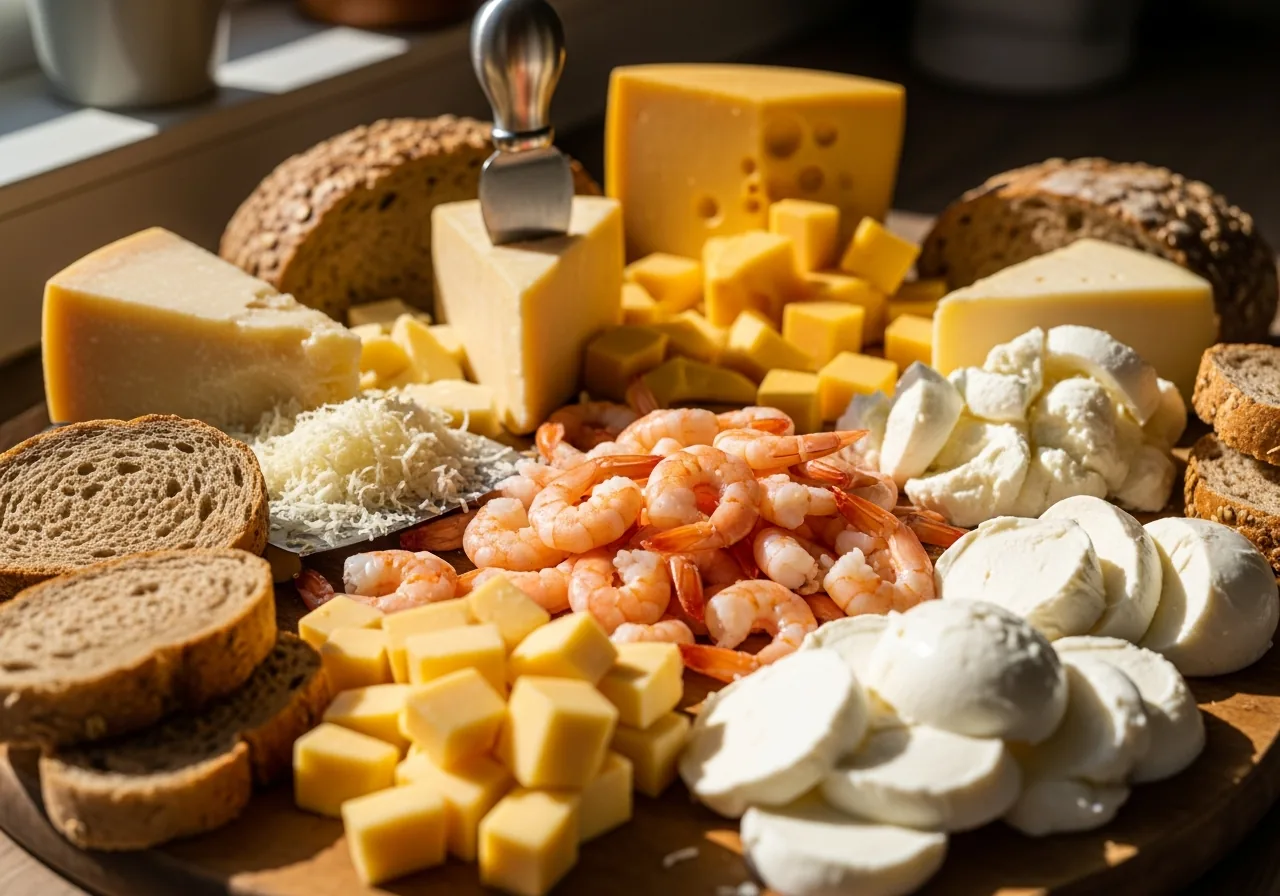 Foods High in Sodium: Parmesan, Cheddar Cheese, Mozzarella, Shrimp, wholemeal bread
