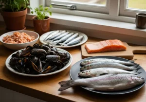 Foods High in Vitamin B12: Mussels, Sardines, Mackerel, salmon fillet, Rainbow Trout