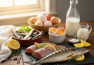 Foods High in Vitamin D: Mackerel, Rainbow Trout, Sardines, Eggs, whole milk