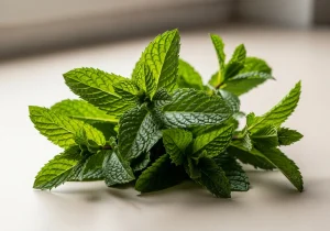 Fresh spearmint sprigs
