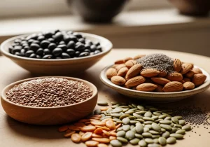 Foods High in Phytates: Flaxseed, Pumpkin Seeds, Almonds, Chia Seeds, Black Beans