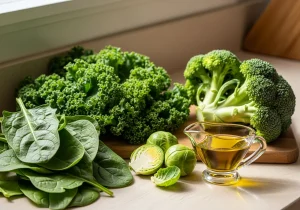 Foods High in Vitamin K: Spinach, Kale, Brussels Sprouts, Broccoli, Extra Virgin Olive Oil