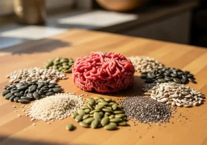 Foods High in Zinc: Sesame Seeds, Pumpkin Seeds, Sunflower Seeds, Chia Seeds, lean beef mince